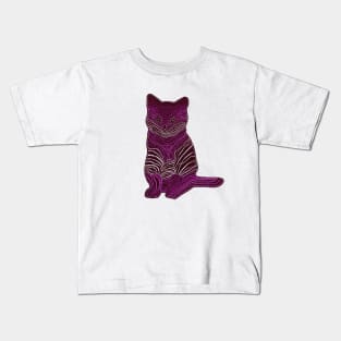 Meow Meow - Monochrome Magenta Kids T-Shirt